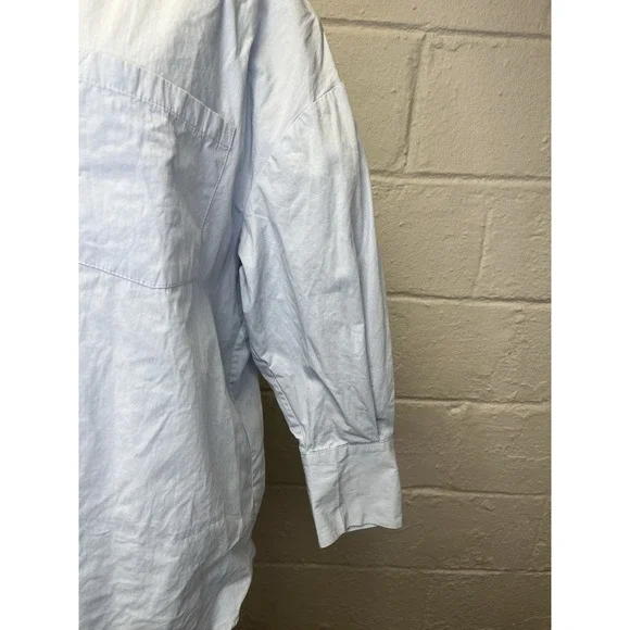 ANINE BING Mika Shirt Blue Medium Oversized Button Up Collar Drop Shoulder - Picture 5 of 12